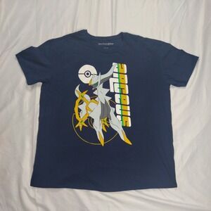 Pokemon Shirt We Love Fine size XXL Arceus Navy Blue Graphic Short Sleeve Adult